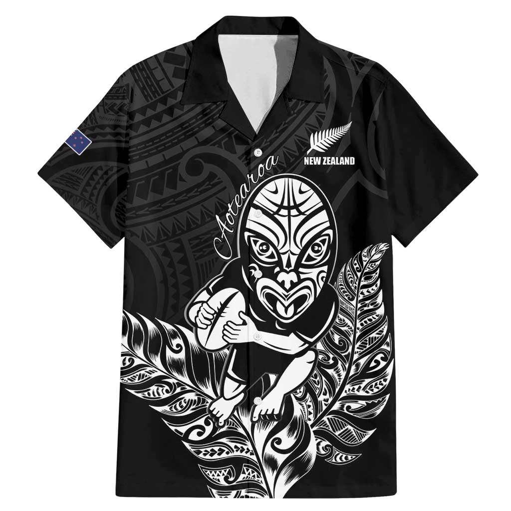 New Zealand Silver Fern Rugby Custom Family Matching Mermaid Dress and Hawaiian Shirt Maori Tiki Black Version