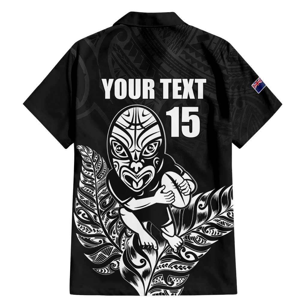 New Zealand Silver Fern Rugby Custom Family Matching Puletasi and Hawaiian Shirt Maori Tiki Black Version
