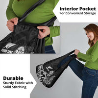 New Zealand Silver Fern Rugby Custom Grocery Bag Maori Tiki Black Version