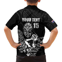 New Zealand Silver Fern Rugby Custom Hawaiian Shirt Maori Tiki Black Version