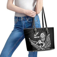 New Zealand Silver Fern Rugby Custom Leather Tote Bag Maori Tiki Black Version
