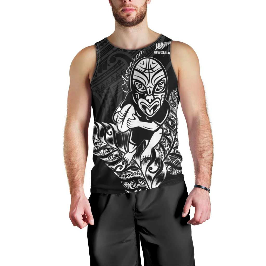 New Zealand Silver Fern Rugby Custom Men Tank Top Maori Tiki Black Version
