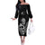 New Zealand Silver Fern Rugby Custom Off The Shoulder Long Sleeve Dress Maori Tiki Black Version