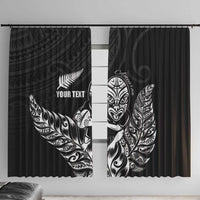 New Zealand Silver Fern Rugby Custom Window Curtain Maori Tiki Black Version