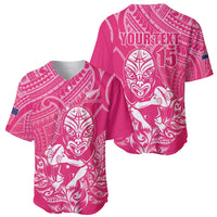 New Zealand Silver Fern Rugby Custom Baseball Jersey Maori Tiki Pink Version