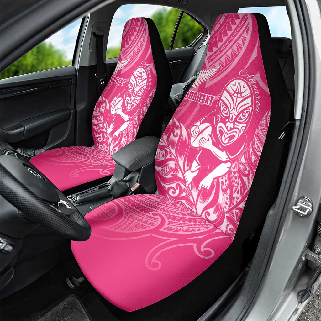 New Zealand Silver Fern Rugby Custom Car Seat Cover Maori Tiki Pink Version