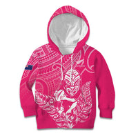 New Zealand Silver Fern Rugby Custom Kid Hoodie Maori Tiki Pink Version