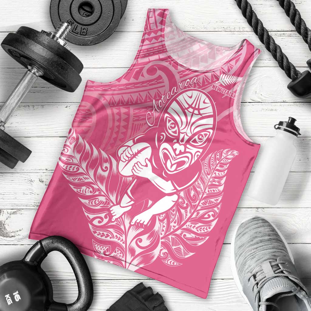 New Zealand Silver Fern Rugby Custom Men Tank Top Maori Tiki Pink Version