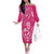 New Zealand Silver Fern Rugby Custom Off The Shoulder Long Sleeve Dress Maori Tiki Pink Version