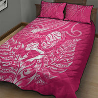 New Zealand Silver Fern Rugby Custom Quilt Bed Set Maori Tiki Pink Version