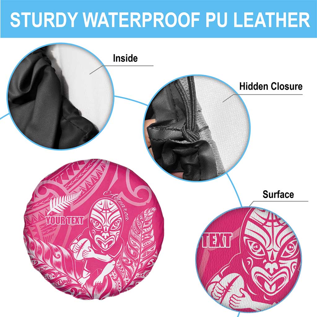 New Zealand Silver Fern Rugby Custom Spare Tire Cover Maori Tiki Pink Version