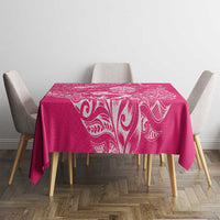 New Zealand Silver Fern Rugby Custom Tablecloth Maori Tiki Pink Version
