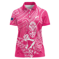 New Zealand Silver Fern Rugby Custom Women Polo Shirt Maori Tiki Pink Version