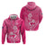 New Zealand Silver Fern Rugby Custom Zip Hoodie Maori Tiki Pink Version