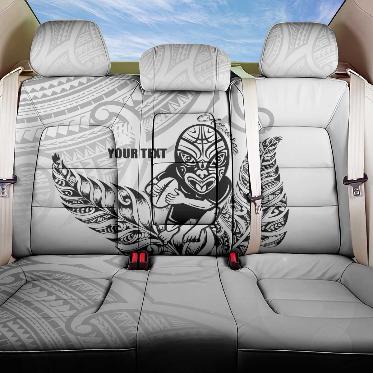 New Zealand Silver Fern Rugby Custom Back Car Seat Cover Maori Tiki White Version