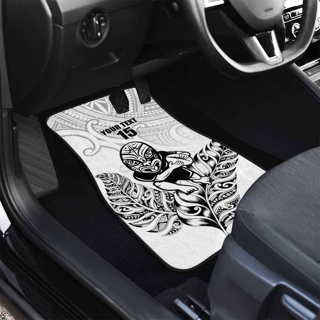 New Zealand Silver Fern Rugby Custom Car Mats Maori Tiki White Version