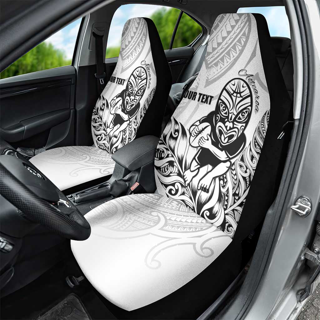 New Zealand Silver Fern Rugby Custom Car Seat Cover Maori Tiki White Version