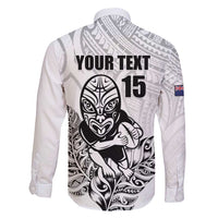 New Zealand Silver Fern Rugby Custom Family Matching Off Shoulder Maxi Dress and Hawaiian Shirt Maori Tiki White Version