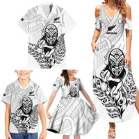 New Zealand Silver Fern Rugby Custom Family Matching Summer Maxi Dress and Hawaiian Shirt Maori Tiki White Version