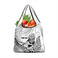 New Zealand Silver Fern Rugby Custom Grocery Bag Maori Tiki White Version