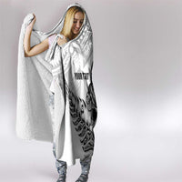 New Zealand Silver Fern Rugby Custom Hooded Blanket Maori Tiki White Version