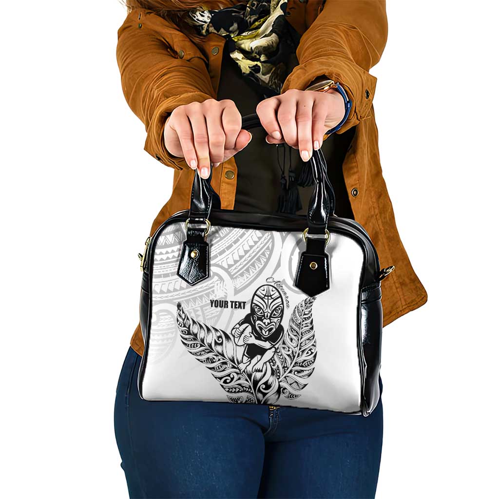 New Zealand Silver Fern Rugby Custom Shoulder Handbag Maori Tiki White Version