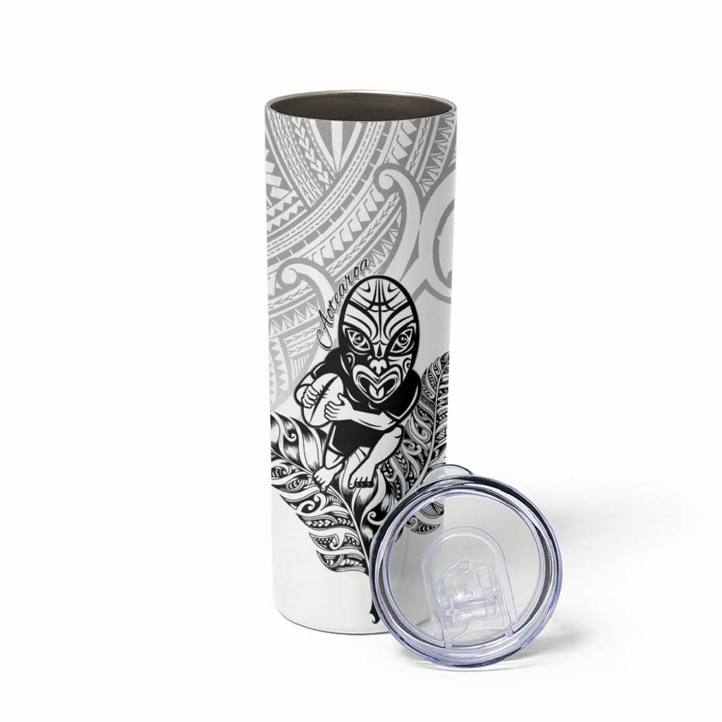 New Zealand Silver Fern Rugby Custom Skinny Tumbler Maori Tiki White Version