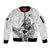 New Zealand Silver Fern Rugby Custom Sleeve Zip Bomber Jacket Maori Tiki White Version