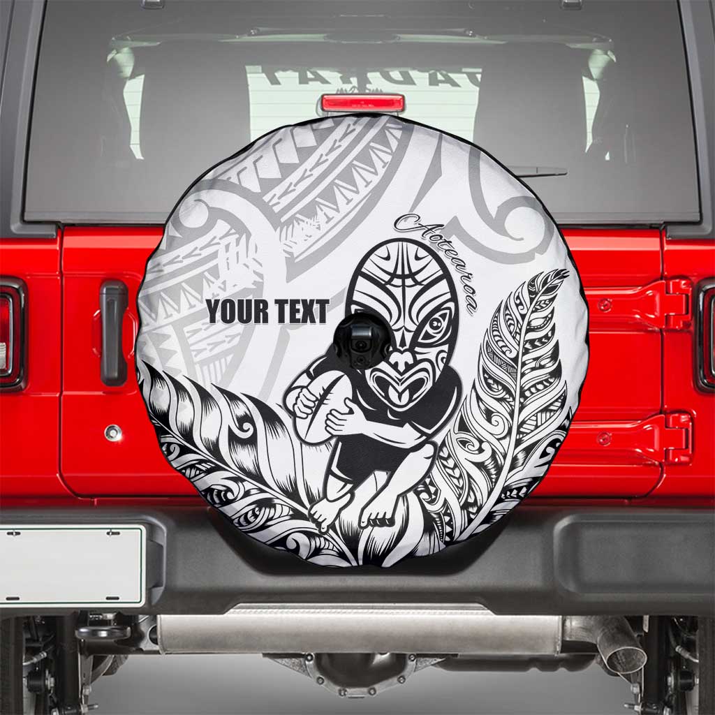 New Zealand Silver Fern Rugby Custom Spare Tire Cover Maori Tiki White Version
