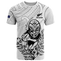 New Zealand Silver Fern Rugby Custom T Shirt Maori Tiki White Version