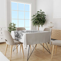 New Zealand Silver Fern Rugby Custom Tablecloth Maori Tiki White Version