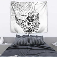 New Zealand Silver Fern Rugby Custom Tapestry Maori Tiki White Version