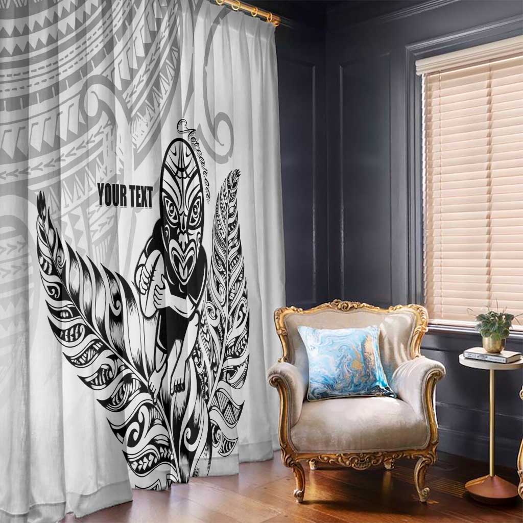 New Zealand Silver Fern Rugby Custom Window Curtain Maori Tiki White Version
