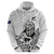 New Zealand Silver Fern Rugby Custom Zip Hoodie Maori Tiki White Version