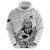 New Zealand Silver Fern Rugby Custom Zip Hoodie Maori Tiki White Version