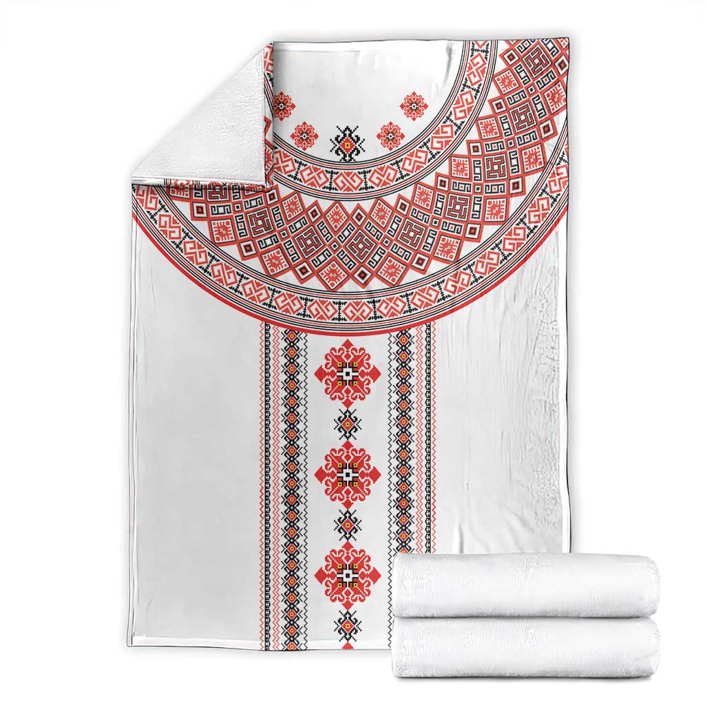 Bulgarian Embroidery Style Seamless Pattern Blanket
