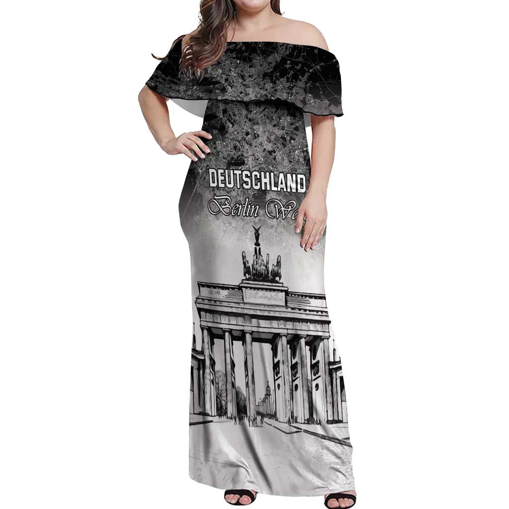 Personalized Germany Berlin Wall Off Shoulder Maxi Dress Tag der Deutschen Einheit