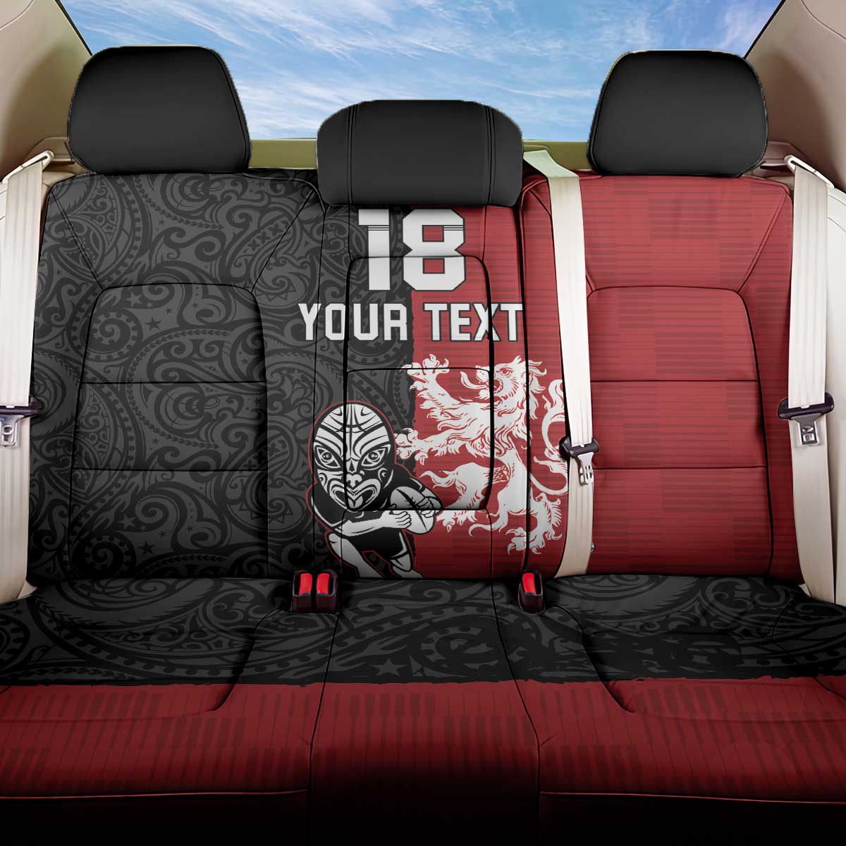 Custom British Lions New Zealand Back Car Seat Cover Unique Style - Polynesian Pride