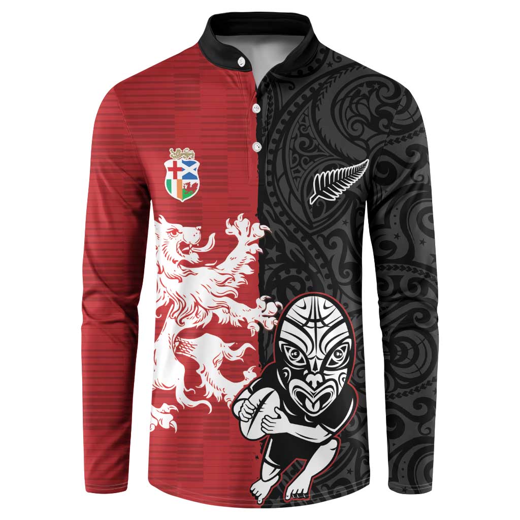 Custom British Lions New Zealand Button Sweatshirt Unique Style - Polynesian Pride