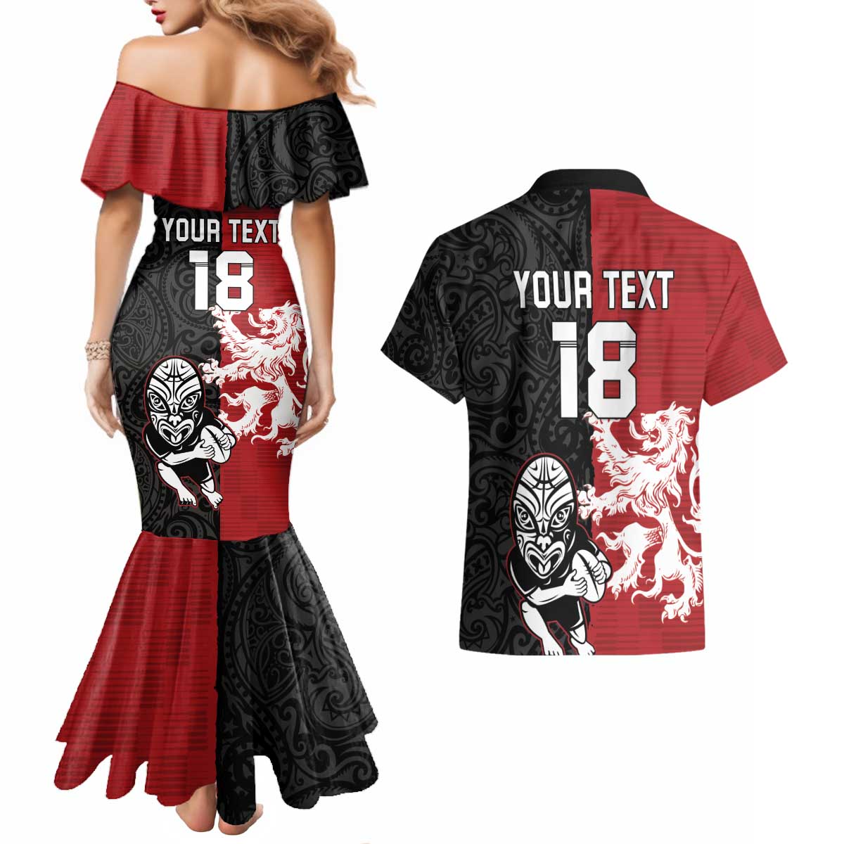 Custom British Lions New Zealand Couples Matching Mermaid Dress and Hawaiian Shirt Unique Style - Polynesian Pride