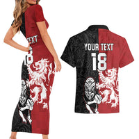 Custom British Lions New Zealand Couples Matching Short Sleeve Bodycon Dress and Hawaiian Shirt Unique Style LT18 - Polynesian Pride