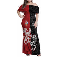 Custom British Lions New Zealand Family Matching Off Shoulder Maxi Dress and Hawaiian Shirt Unique Style - Polynesian Pride