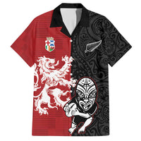 Custom British Lions New Zealand Family Matching Puletasi and Hawaiian Shirt Unique Style LT18 Dad's Shirt - Short Sleeve Red - Polynesian Pride