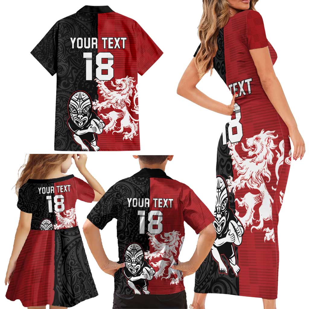Custom British Lions New Zealand Family Matching Short Sleeve Bodycon Dress and Hawaiian Shirt Unique Style LT18 - Polynesian Pride
