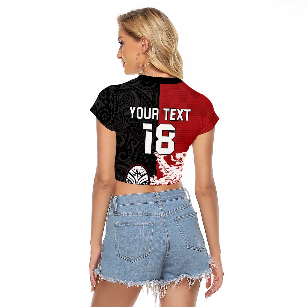 Custom British Lions New Zealand Raglan Cropped T Shirt Unique Style LT18 - Polynesian Pride