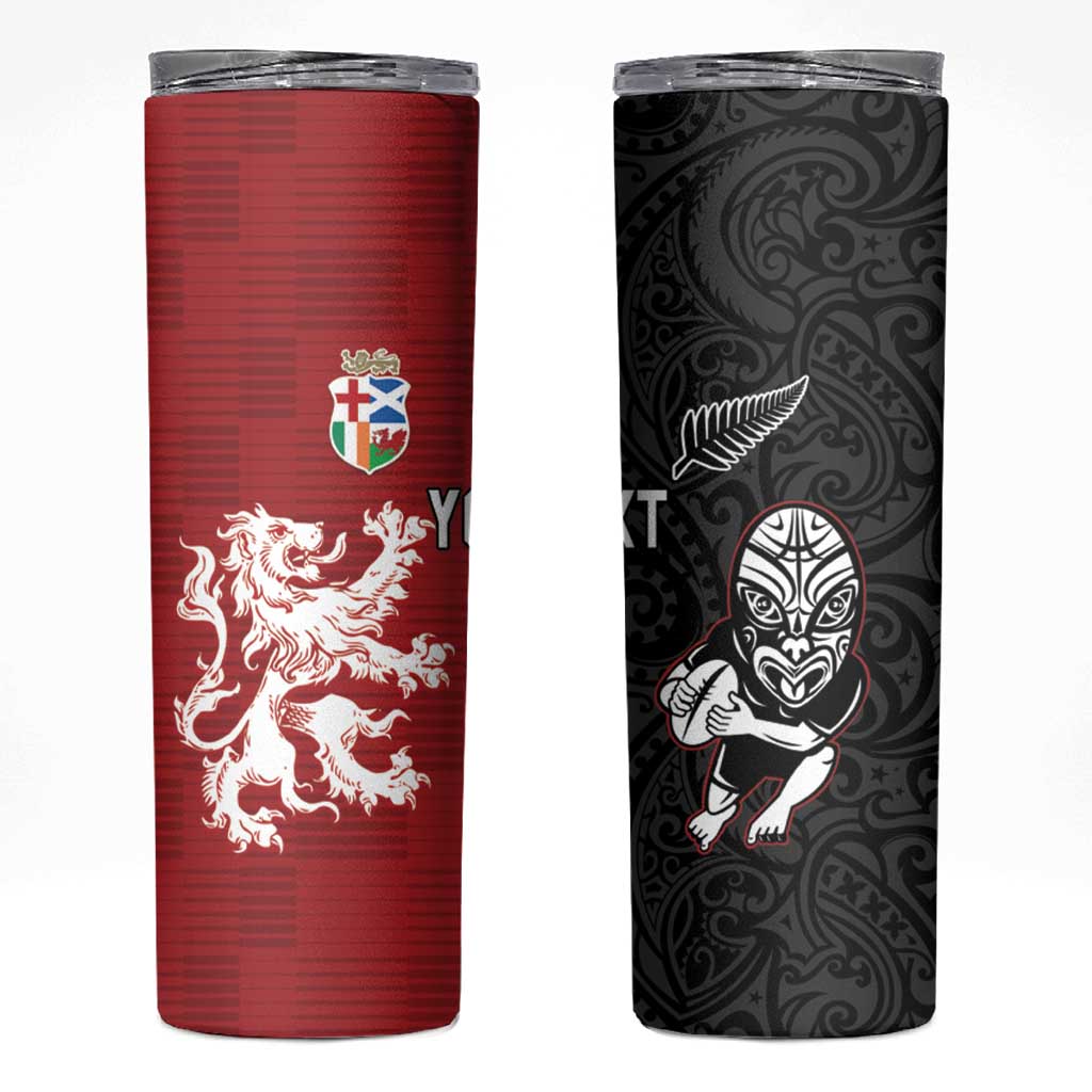 Custom British Lions New Zealand Skinny Tumbler Unique Style - Polynesian Pride