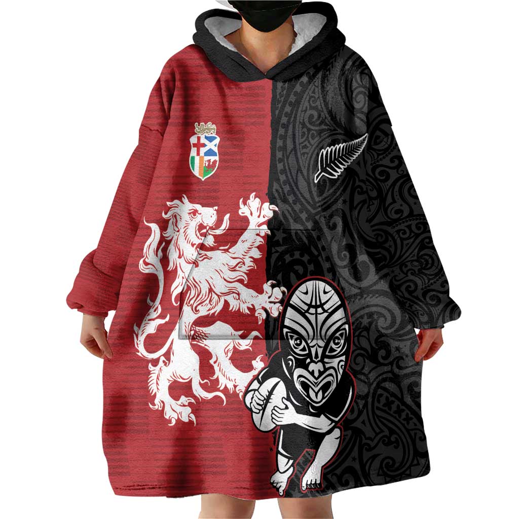 Custom British Lions New Zealand Wearable Blanket Hoodie Unique Style - Polynesian Pride