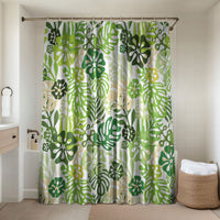 Green Aloha Hawaiian Bathroom Set Monstera Hibiscus Tropical Pattern