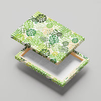 Green Aloha Hawaiian Canvas Wall Art Monstera Hibiscus Tropical Pattern