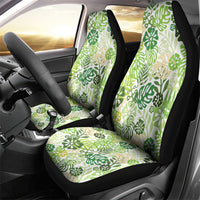 Green Aloha Hawaiian Car Seat Cover Monstera Hibiscus Tropical Pattern